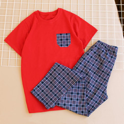 Піжама чоловіча футболка та штани клітинка
